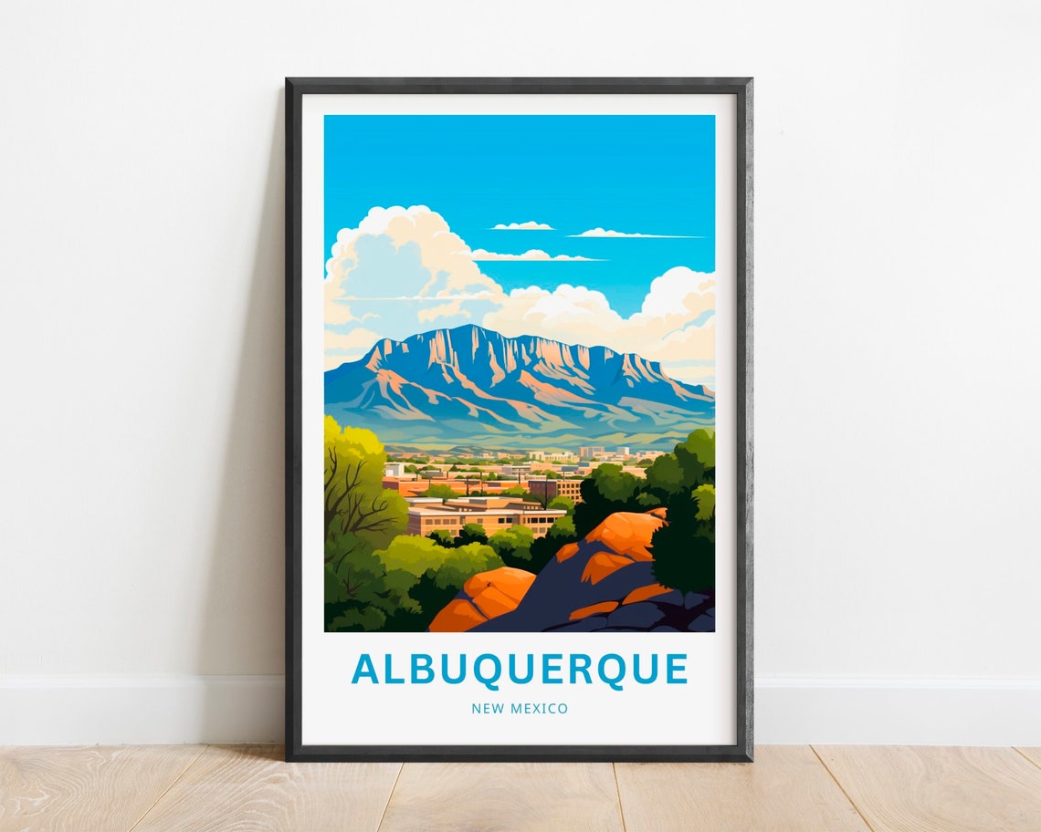 Albuquerque New Mexico Desert City Sandia Mountains Travel Poster
