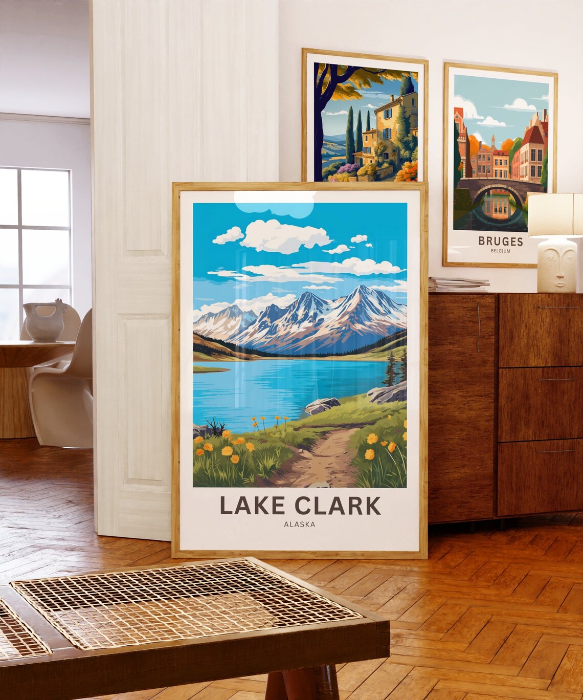 Lake Clark Alaska Mountain Lake Trail Wildflower Meadow Travel Poster - Image 5