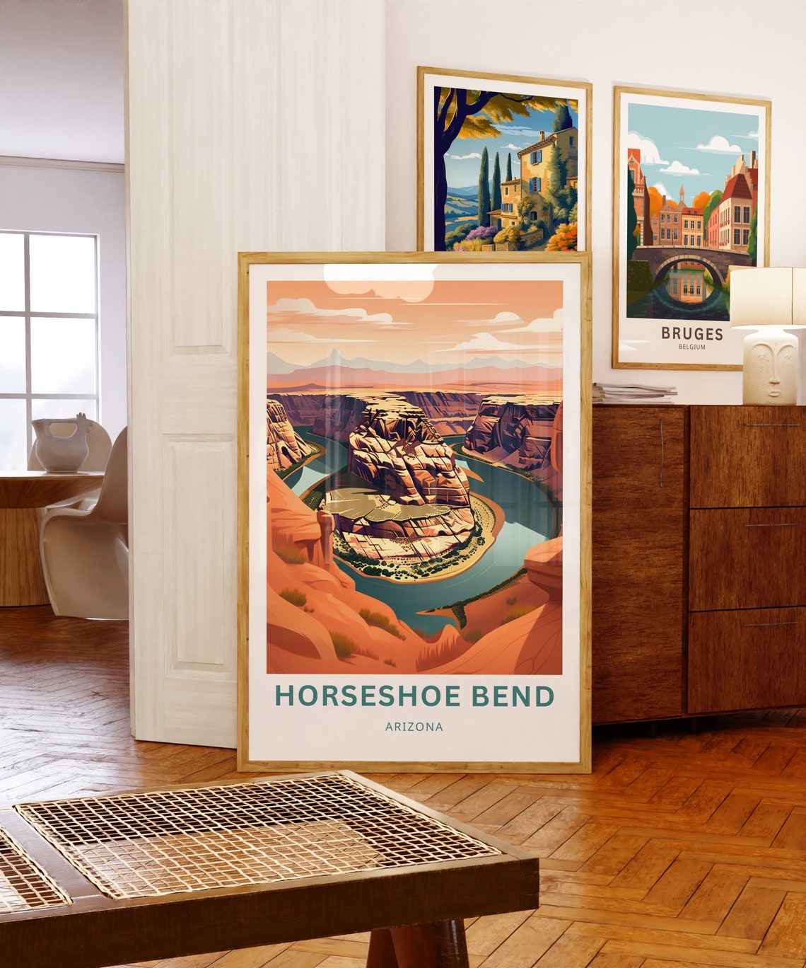 Horseshoe Bend Arizona Desert River Canyon Overlook Travel Poster - Image 3