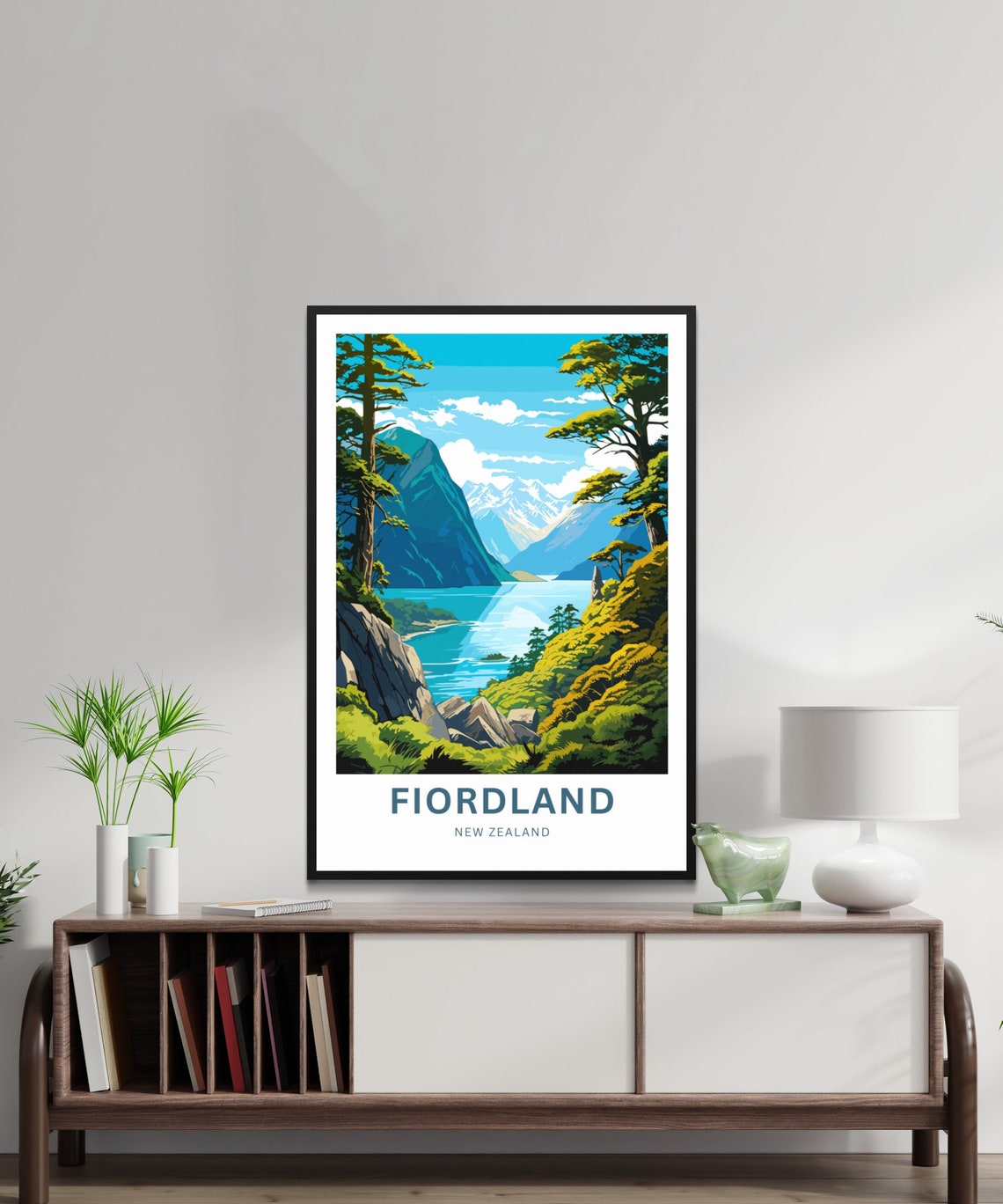 Fiordland New Zealand Fiord Valley Pine Trees Personalized Poster - Image 2