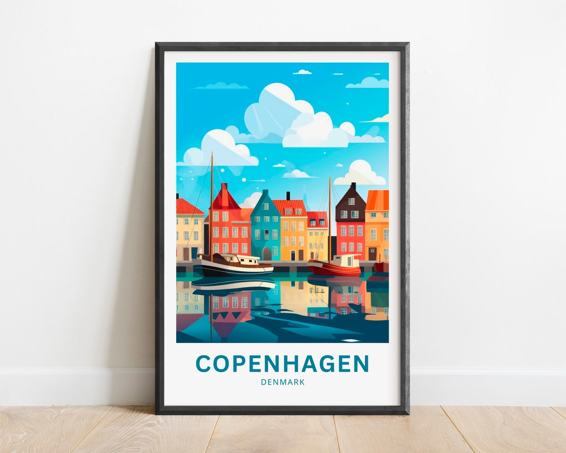 Copenhagen Denmark Nyhavn Canal Reflection Harbor Boats Poster
