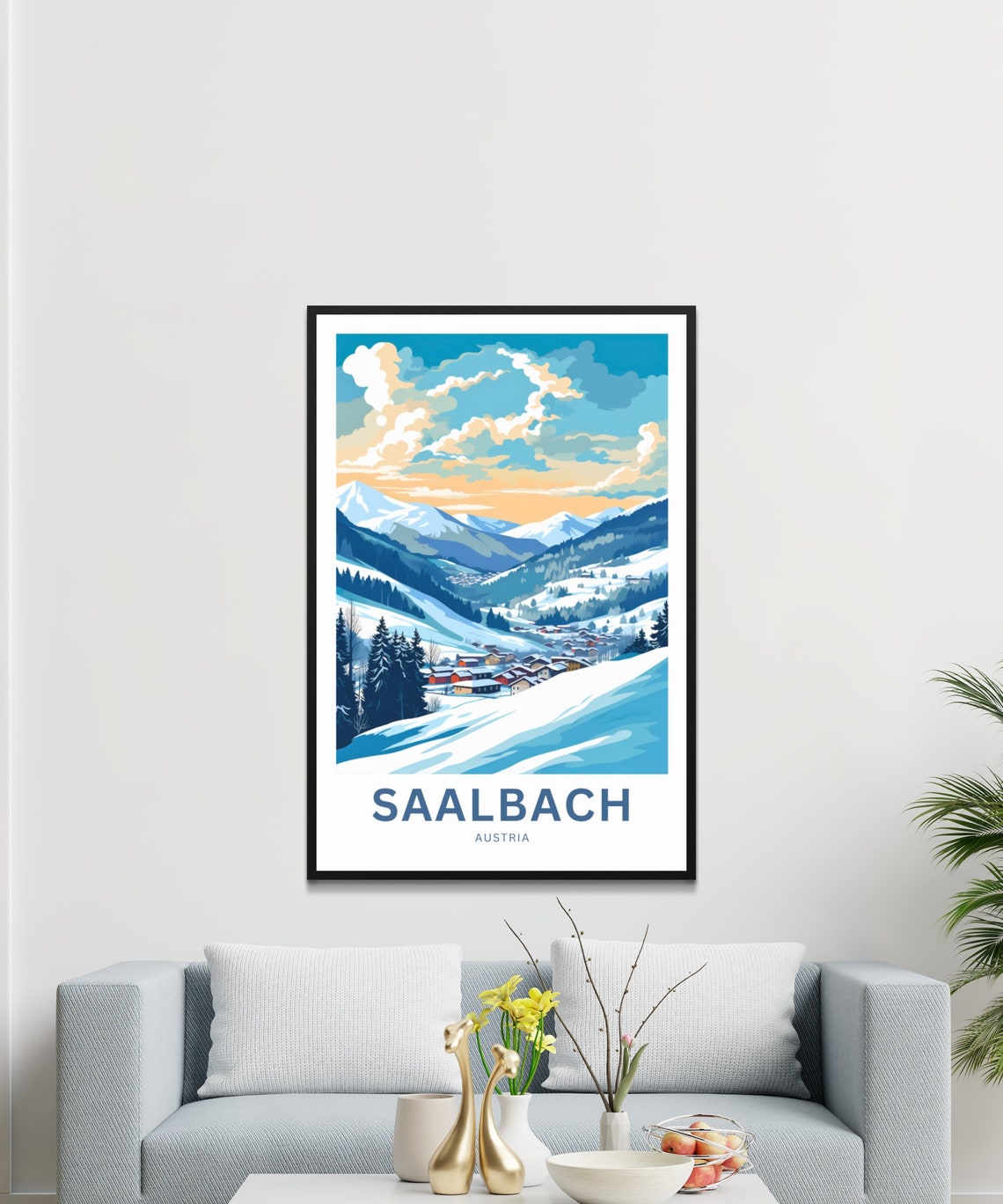 Personalized Saalbach Austria Snow Village Mountain Retreat Poster - Image 3