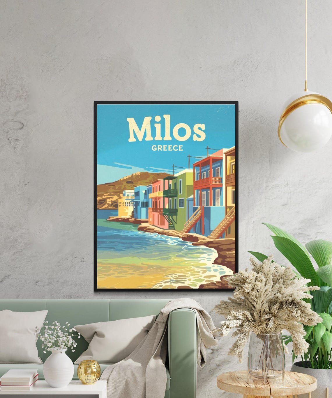 Milos Greece Colorful Waterfront Houses on the Aegean Coast Poster - Image 3