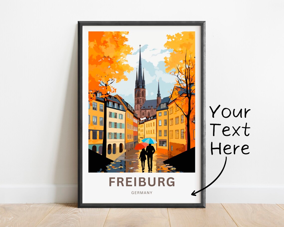 Personalized Freiburg Germany Old Town Vintage Travel Poster Gift