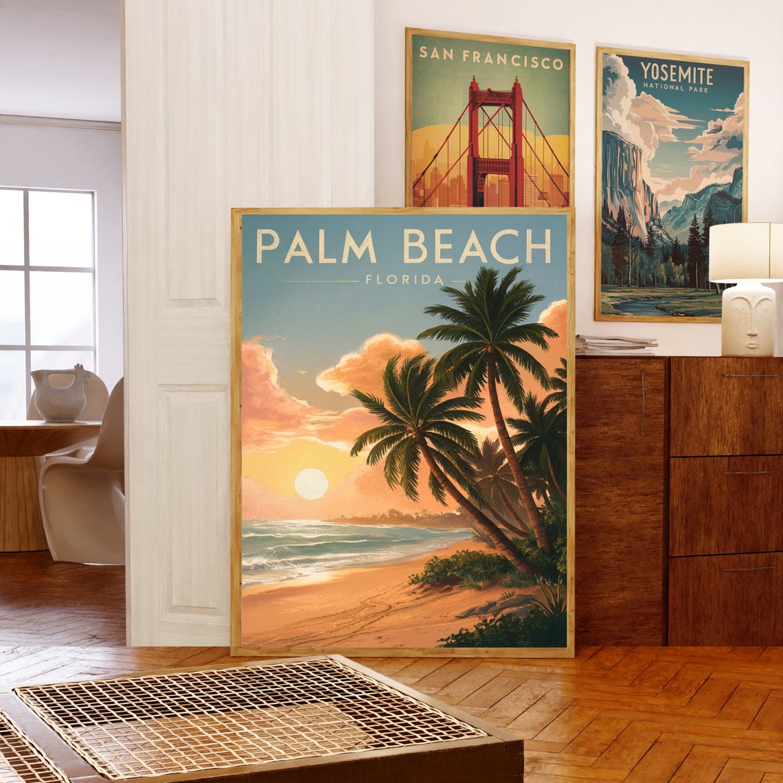 Palm Beach Florida Sunset Ocean Waves Palm Grove Vintage Travel Poster - Image 5