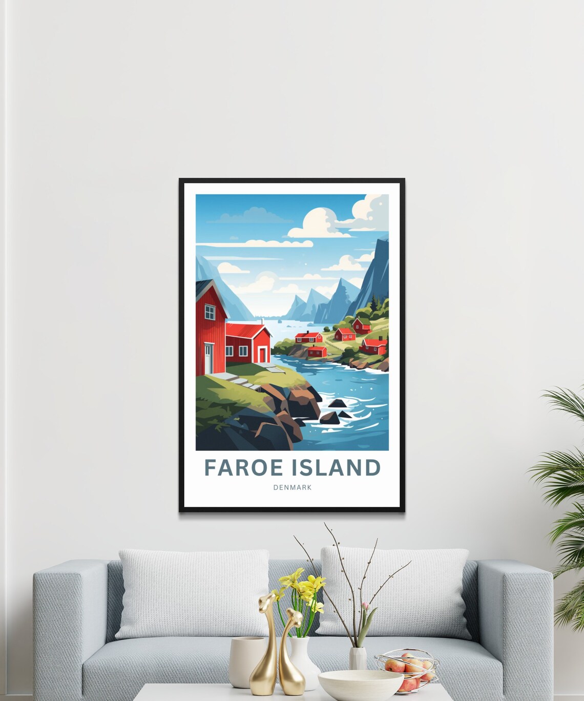 Faroe Island Denmark Rocky Shore Fjord Personalized Travel Poster - Image 3