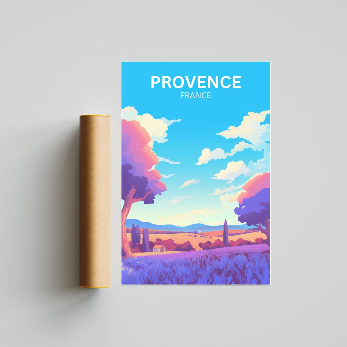 Provence France Lavender Fields Cypress Trees Farmhouse Poster - Image 3