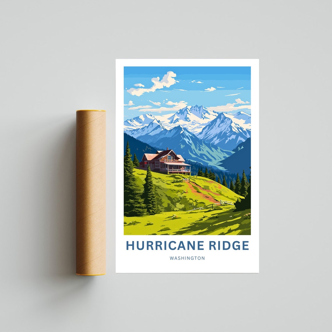 Personalized Hurricane Ridge Washington Mountain Lodge Travel Poster - Image 4