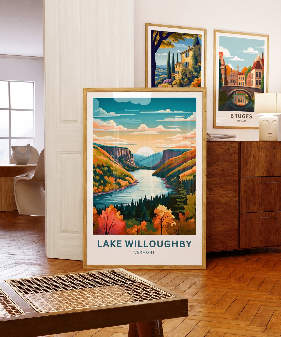 Personalized Lake Willoughby Vermont Poster with Sunset Lake View Art - Image 5