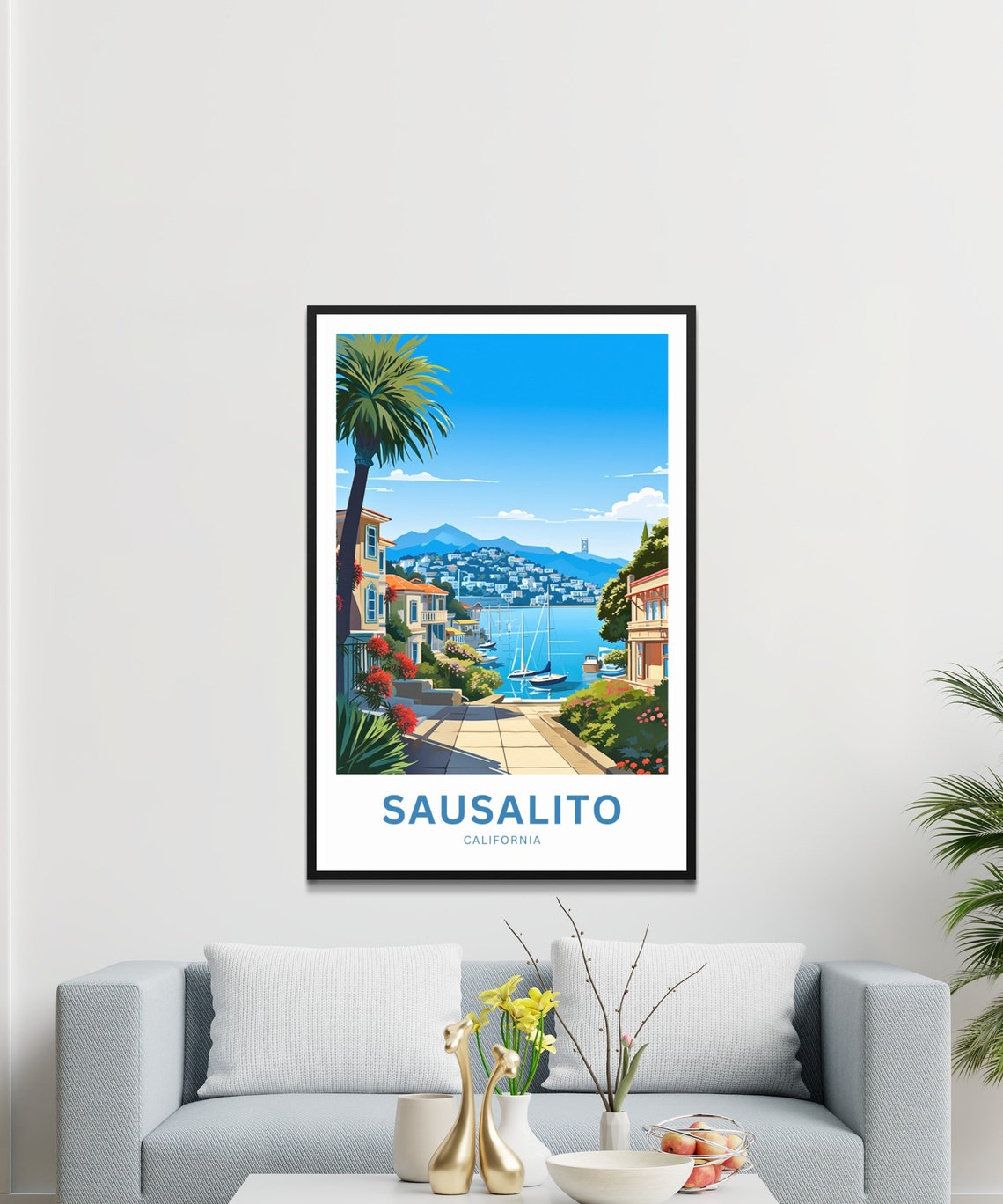 Sausalito California Waterfront Palm Promenade Personalized Poster - Image 3