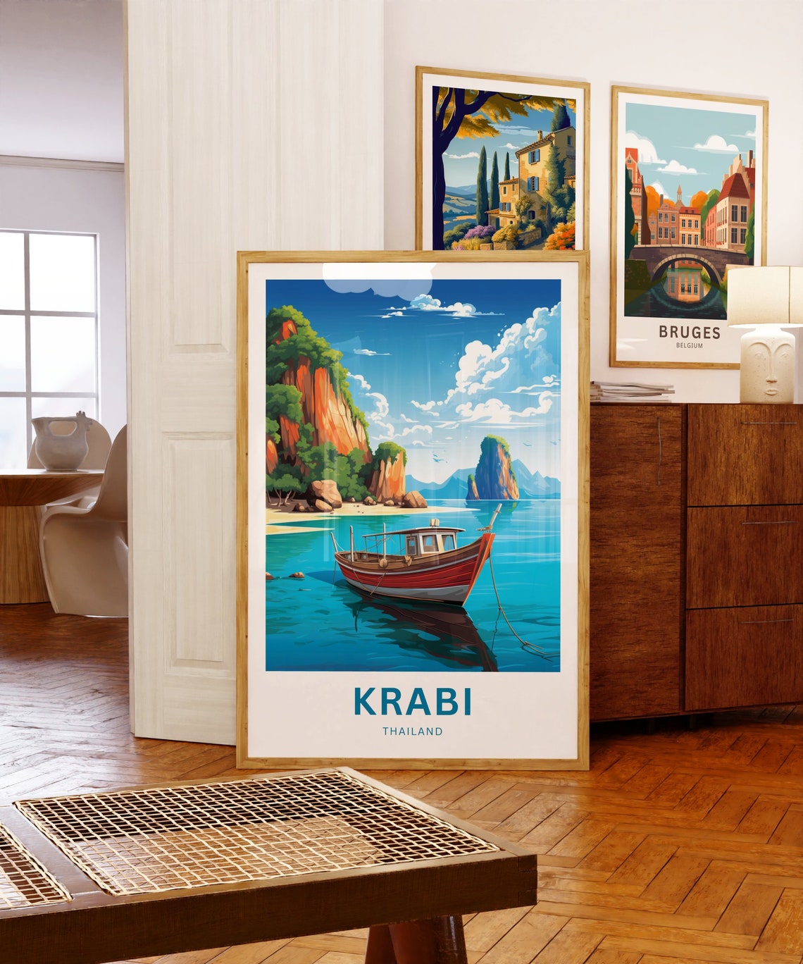 Krabi Thailand Limestone Bay Red Boat Personalized Name Poster - Image 5
