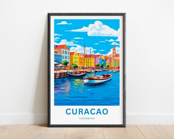 Curaao Travel Print Curacao Poster Caribbean Wall Art Framed Present Gift Caribbean Present