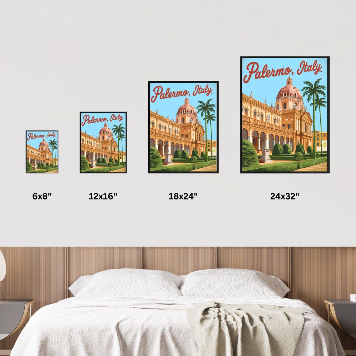Palermo Italy Grand Domed Landmark Retro Sicilian Cityscape Poster - Image 2