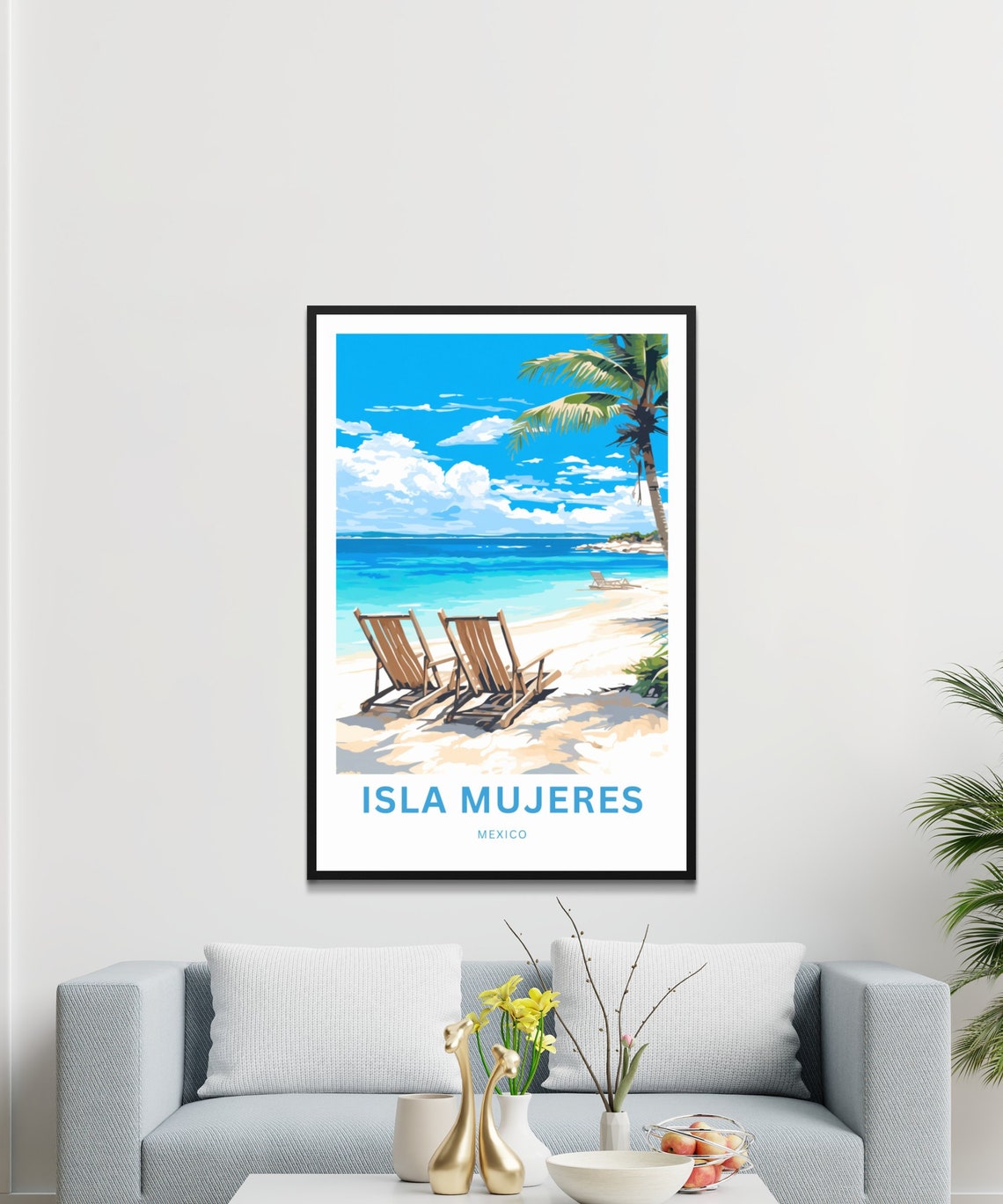 Personalized Isla Mujeres Travel Print Isla Mujeres Poster Mexico Wall Art Framed Present Gift Mexico Present - Image 3