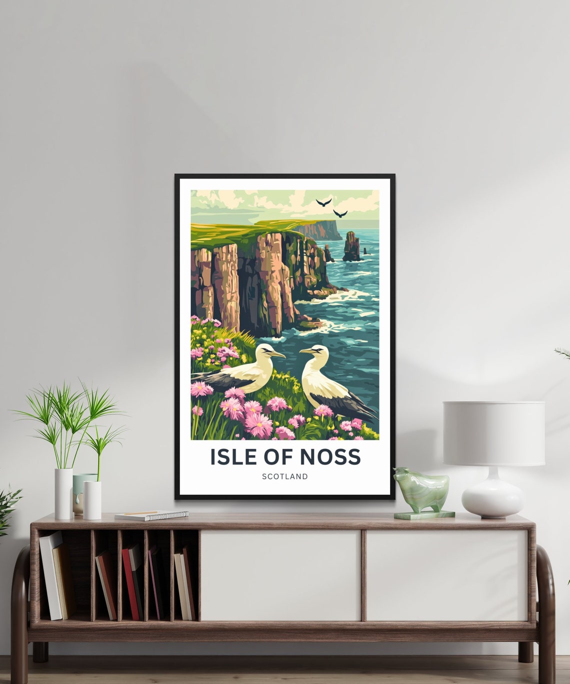 Isle of Noss Scotland Gannets on Sea Cliffs Personalized Poster - Image 4