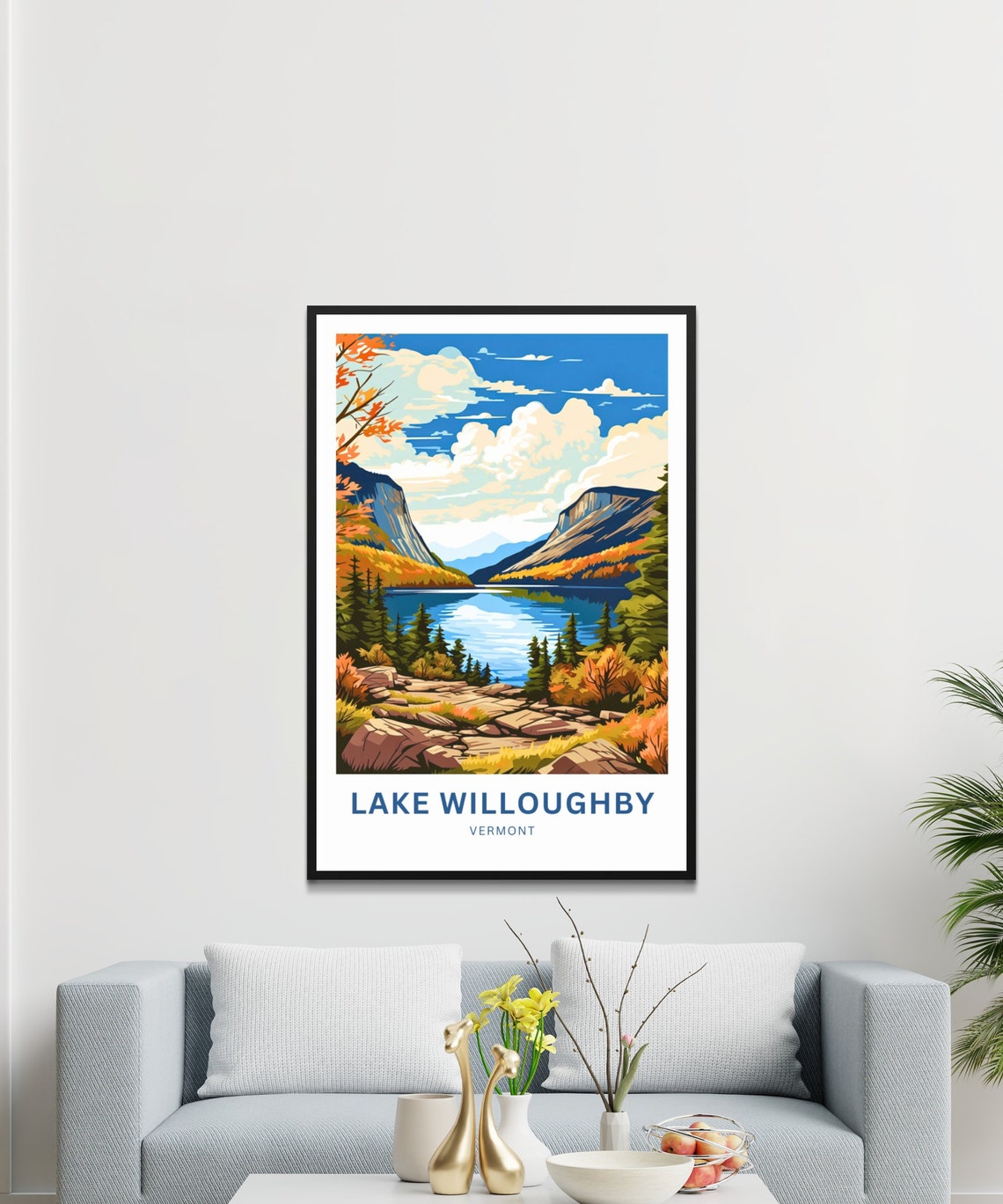 Personalized Lake Willoughby Vermont Autumn Cliff Lake Poster - Image 3