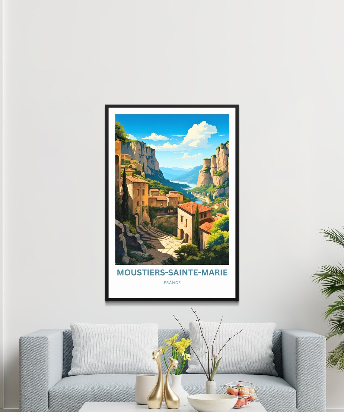 Moustiers-Sainte-Marie France Cliffside Village Valley Travel Poster - Image 3