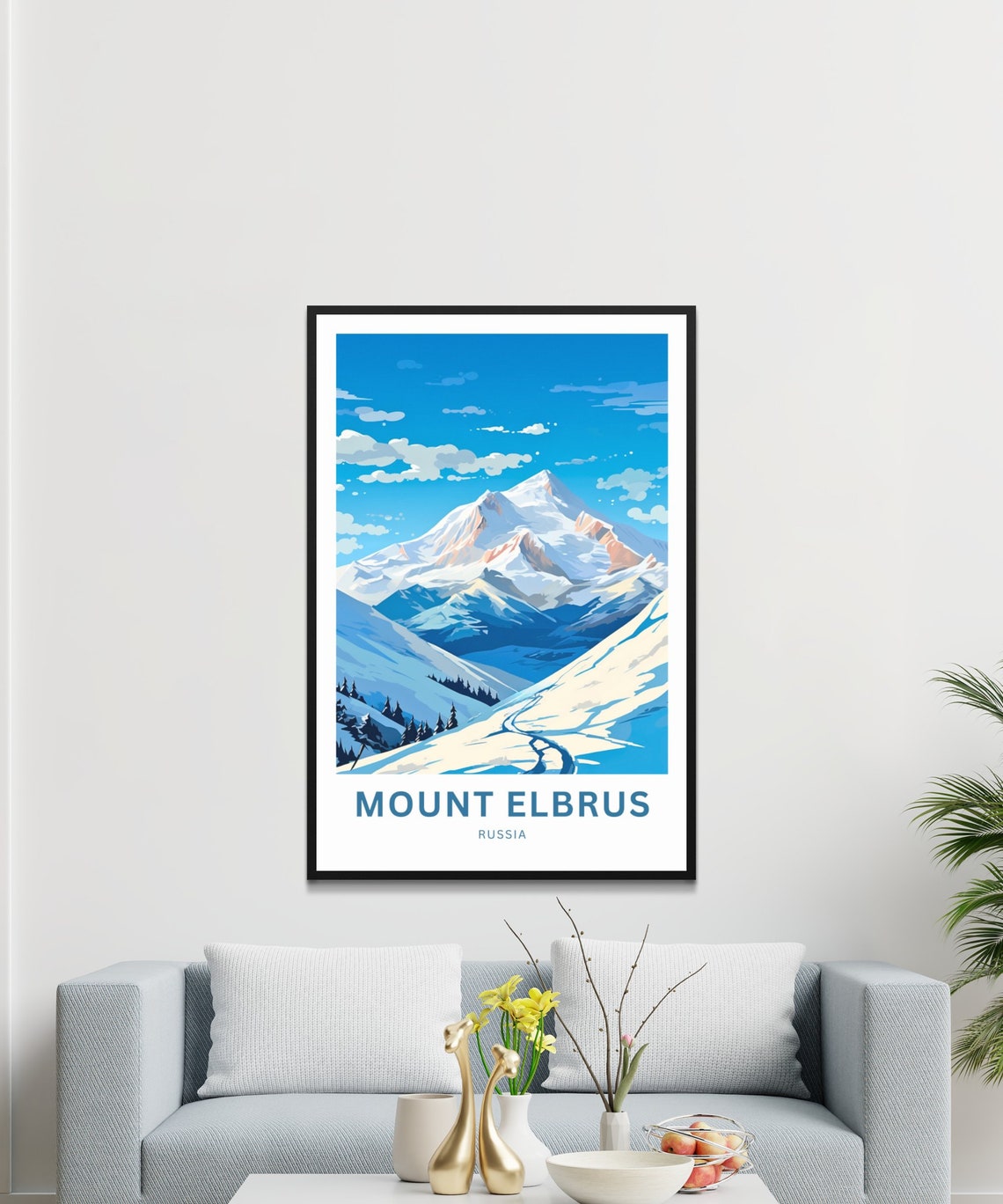 Mount Elbrus Russia Snow Covered Peak Alpine Winter Travel Poster - Image 3