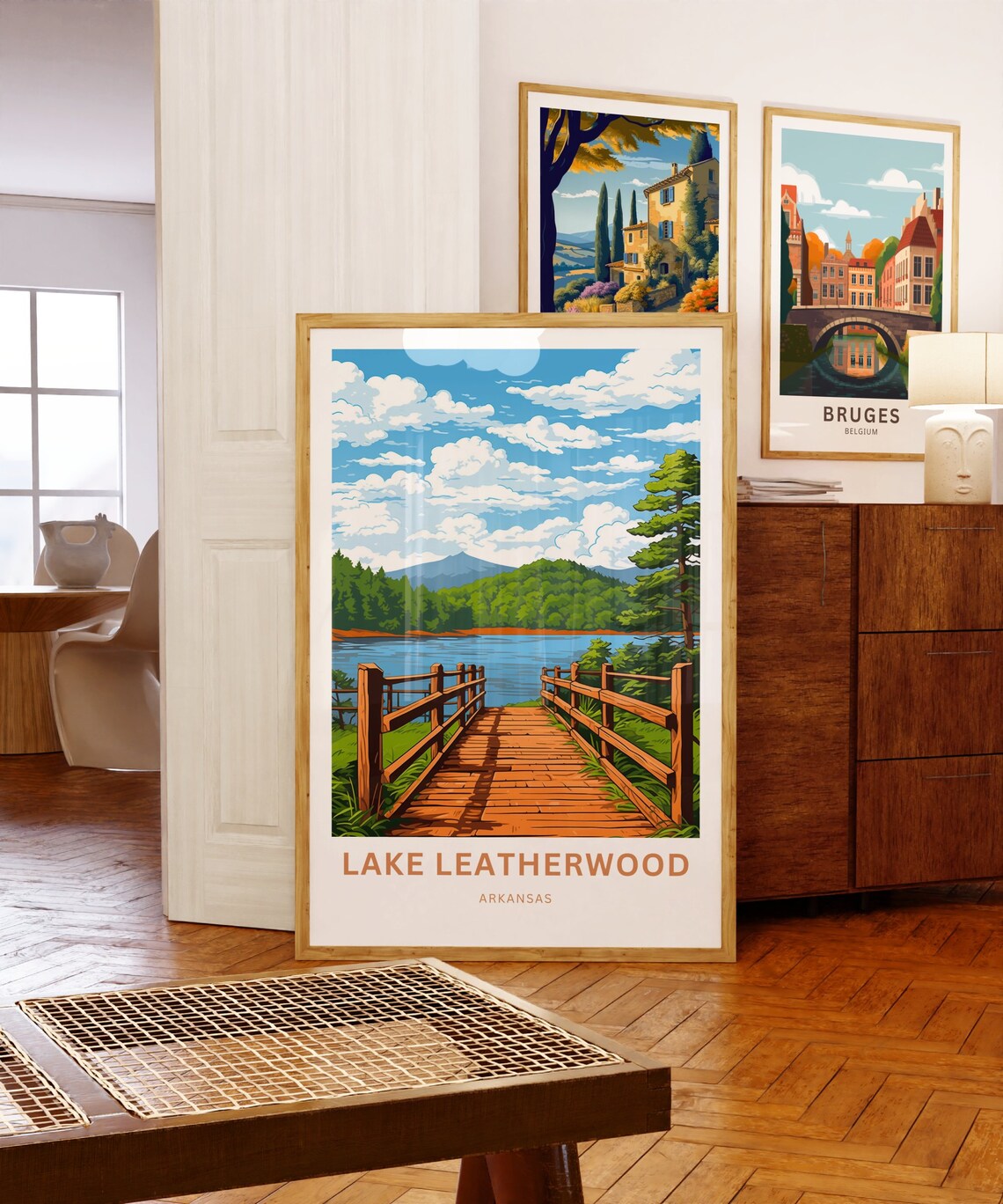 Personalized Lake Leatherwood Arkansas Boardwalk Lake Travel Poster - Image 5