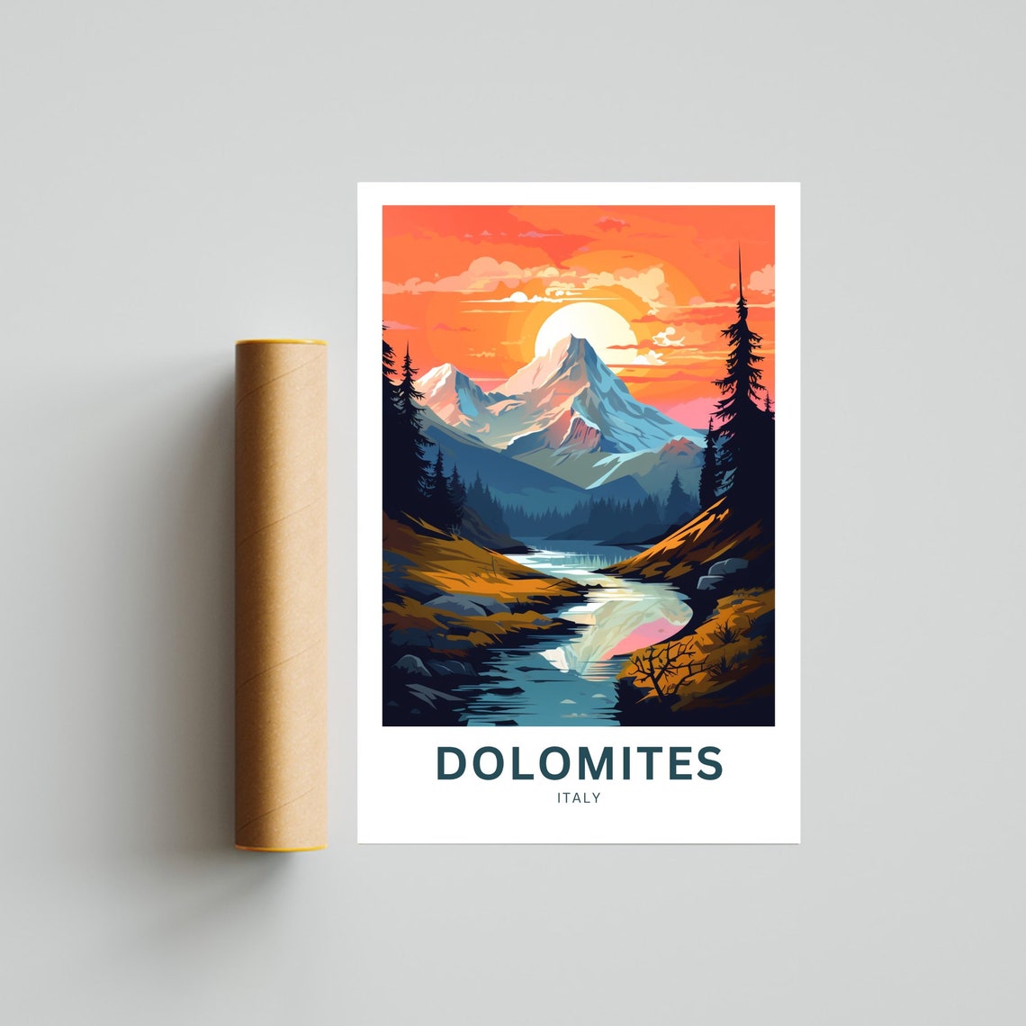 Personalized Dolomites Italy Sunset Peaks Custom Travel Poster - Image 4