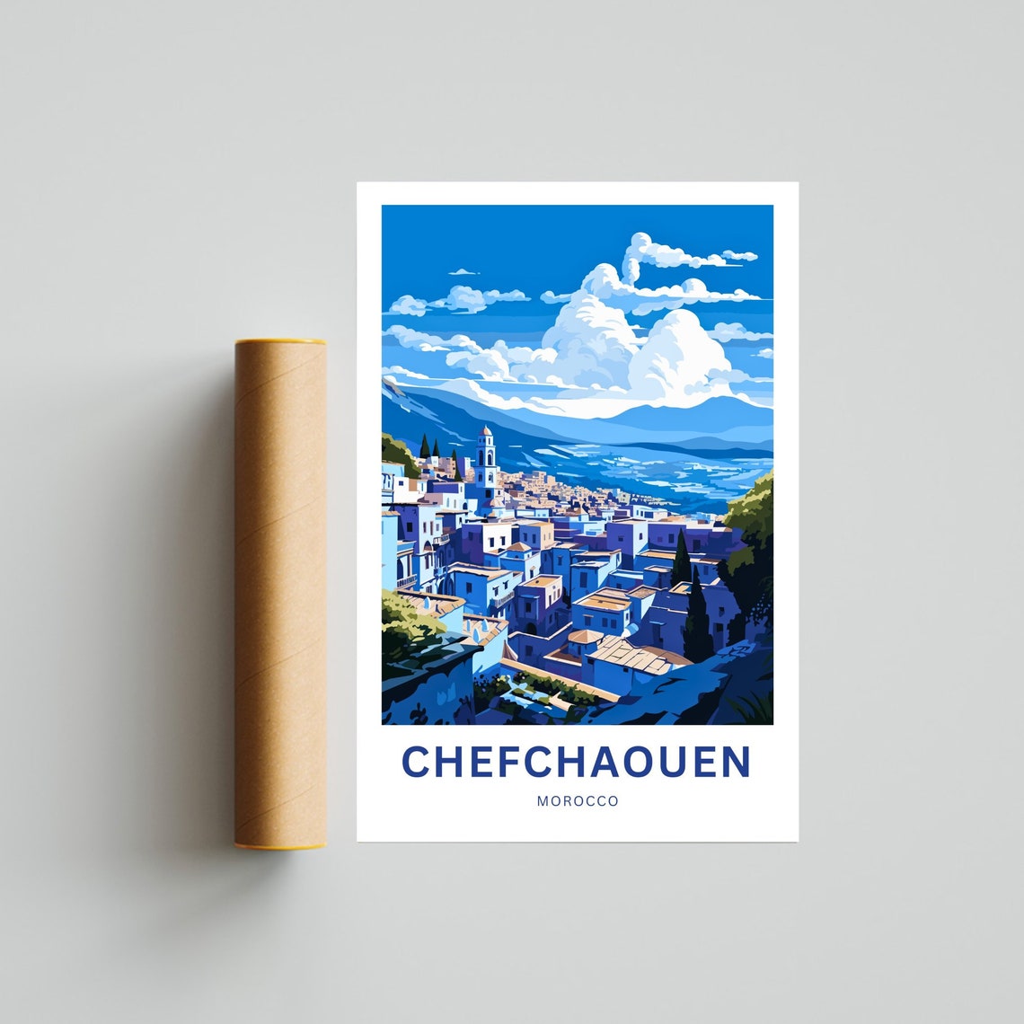 Personalized Chefchaouen Morocco Medina Mountains Travel Poster Art - Image 4