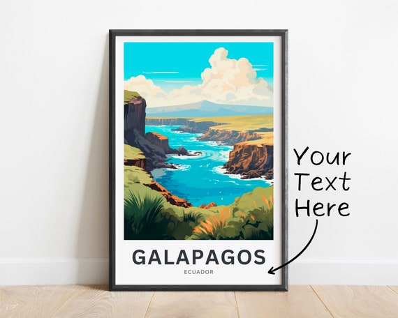 Personalized Galapagos Island Travel Print Galapagos Island Poster Ecuador Wall Art Framed Present Gift Ecuador Present