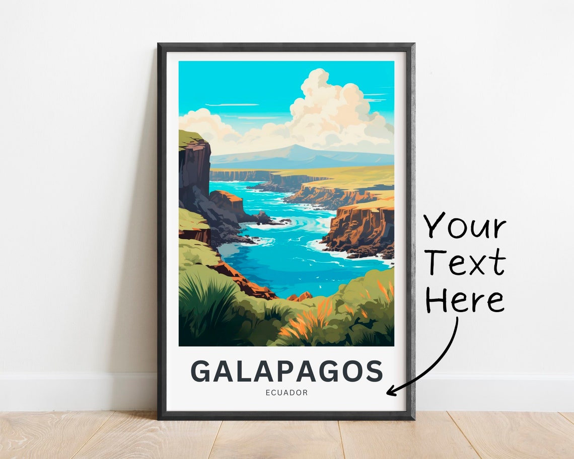 Personalized Galapagos Island Travel Print Galapagos Island Poster Ecuador Wall Art Framed Present Gift Ecuador Present