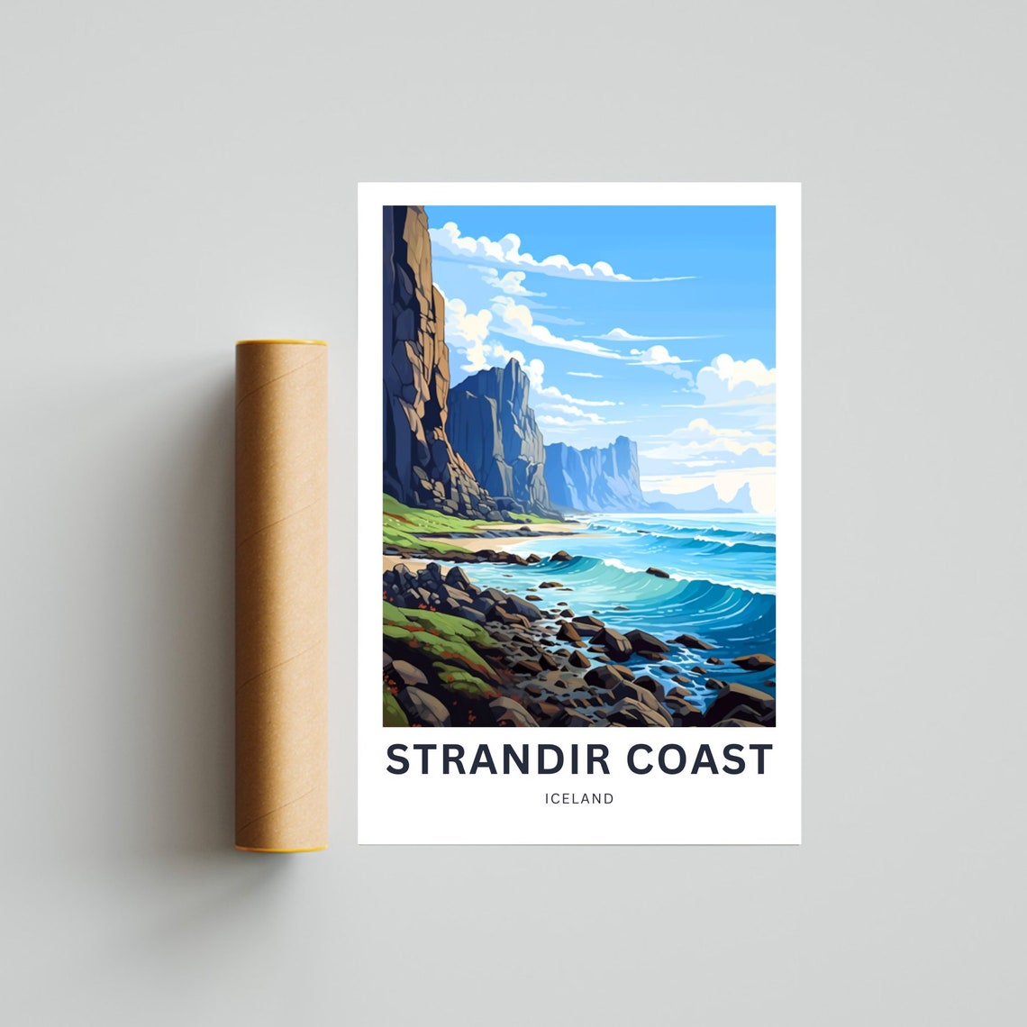 Strandir Coast Iceland Rocky Shore Dramatic Personalized Poster - Image 4