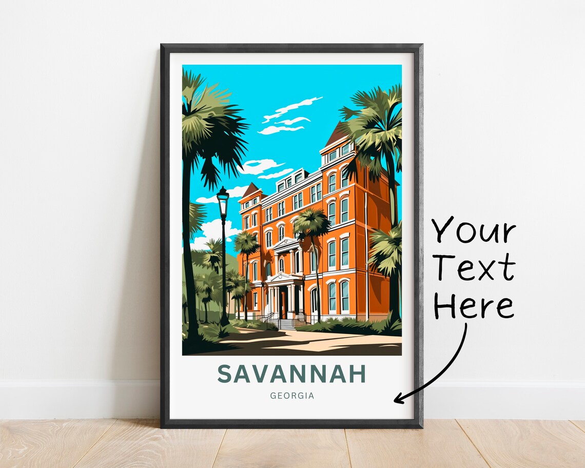 Personalized Savannah Georgia Historic Building Palms Poster