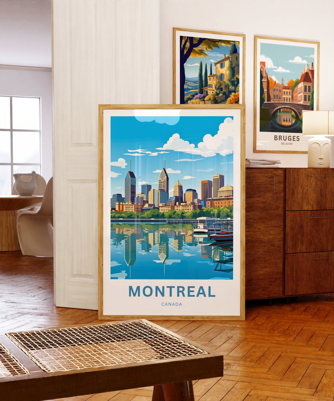 Personalized Montreal Canada Old Port Boats Waterfront Scene Poster - Image 5