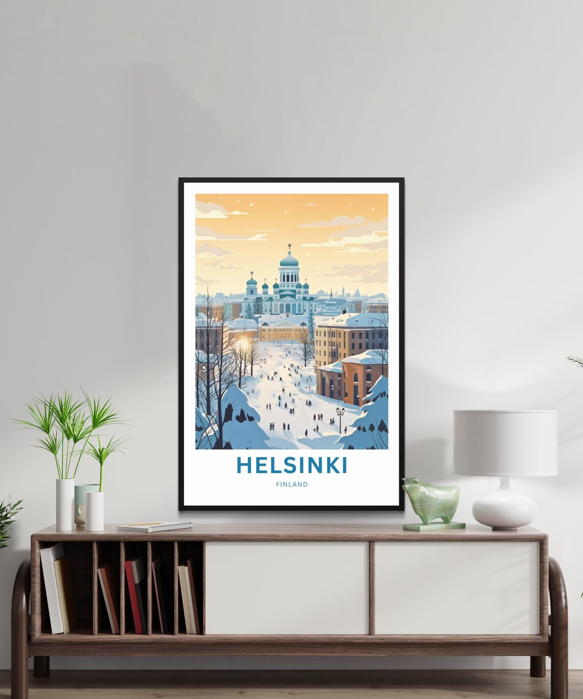 Helsinki Finland Winter Cathedral Snowy City Square View Poster - Image 2