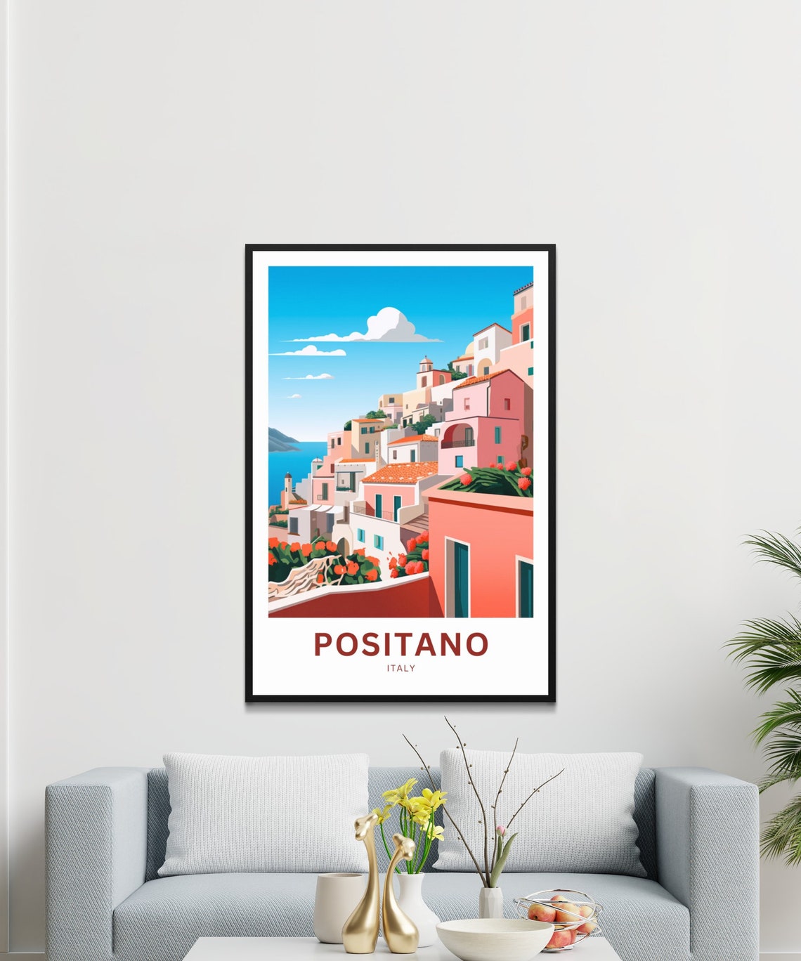 Personalized Positano Italy Amalfi Cliffside Village Gift Poster - Image 3