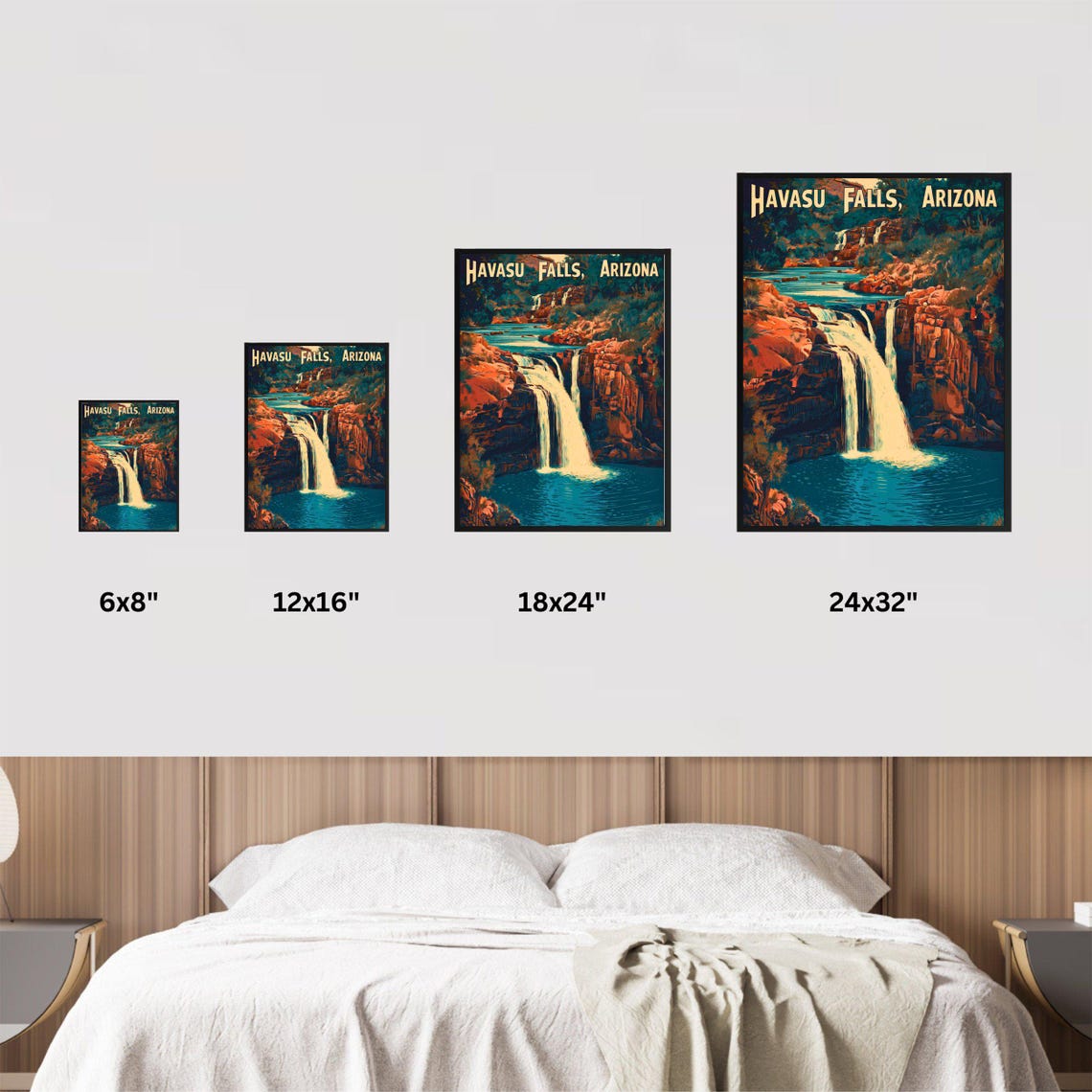 Havasu Falls Arizona Night Waterfall Canyon Vintage Travel Poster - Image 3