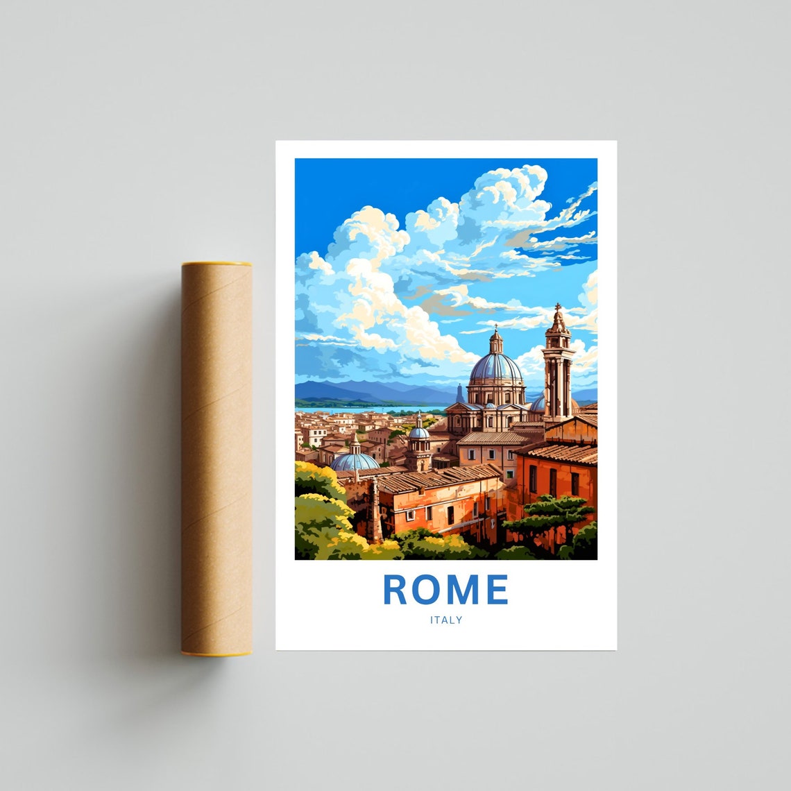 Personalized Rome Italy Domes Bell Tower Rooftops Travel Poster - Image 4