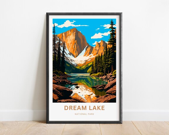 Dream Lake National Park Golden Peaks Serene Alpine Reflection Poster