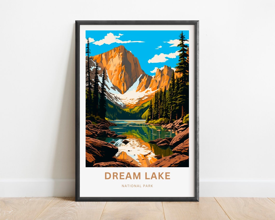 Dream Lake National Park Golden Peaks Serene Alpine Reflection Poster