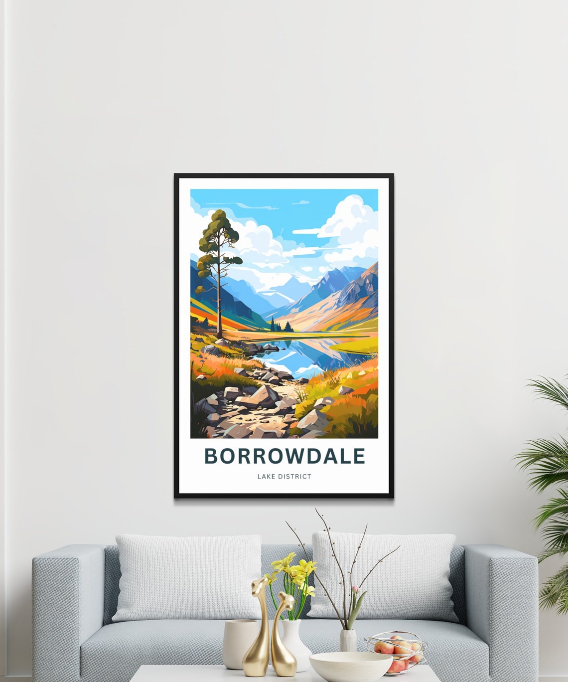Borrowdale Lake District Autumn Mountain Stream Travel Poster - Image 3