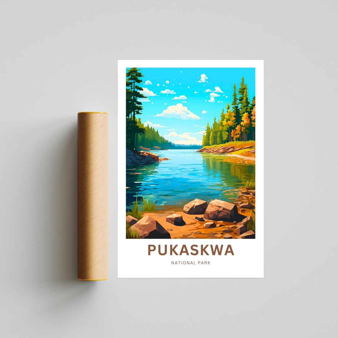 Personalized Pukaskwa National Park Rocky Shore Custom Text Poster - Image 4