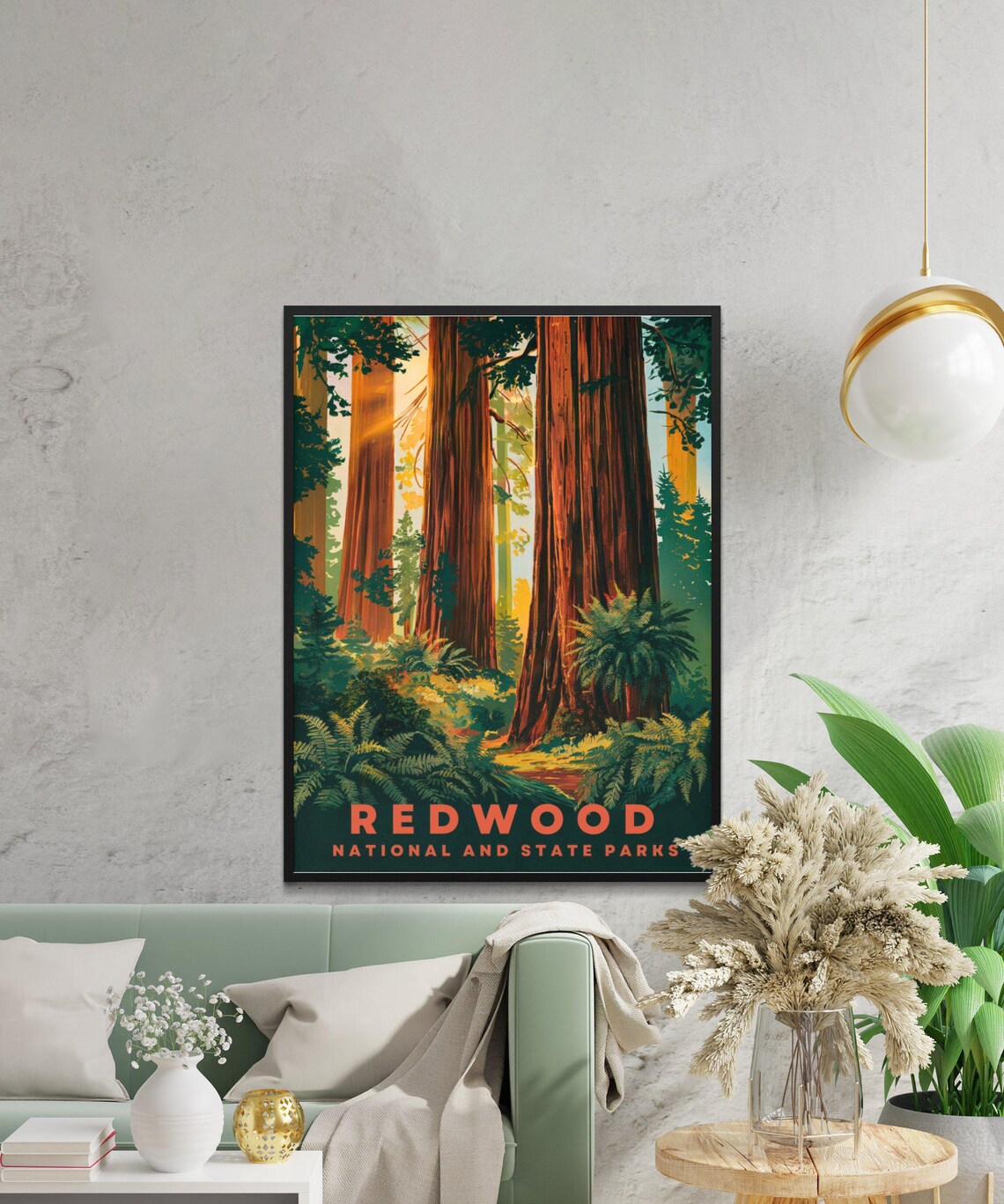 Redwood National Parks California Giant Sequoia Forest Vintage Travel Poster - Image 2