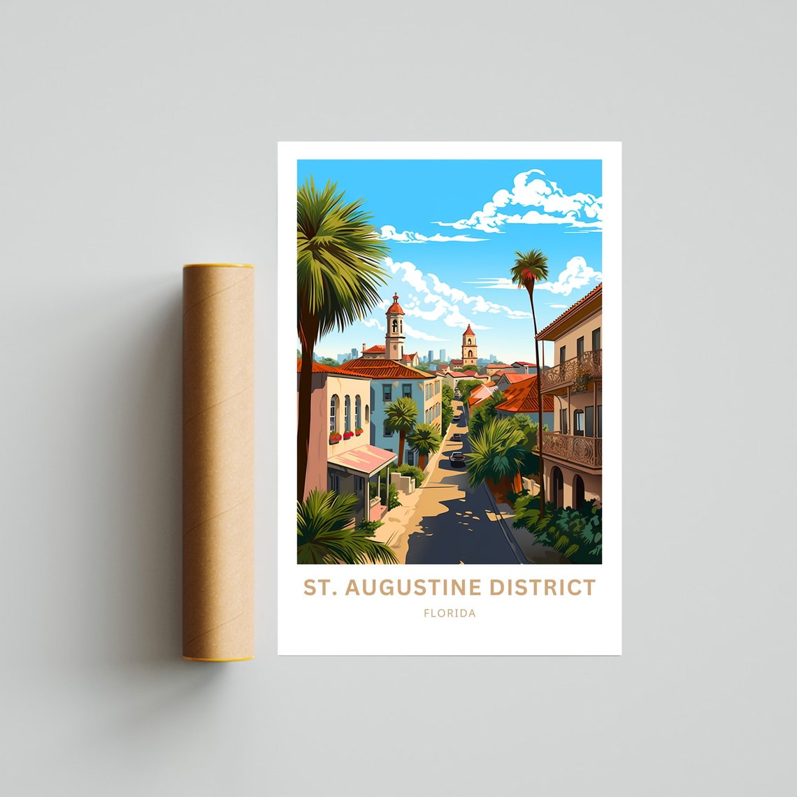 Saint Augustine District Florida Historic Palms Old Town Travel Poster - Image 4