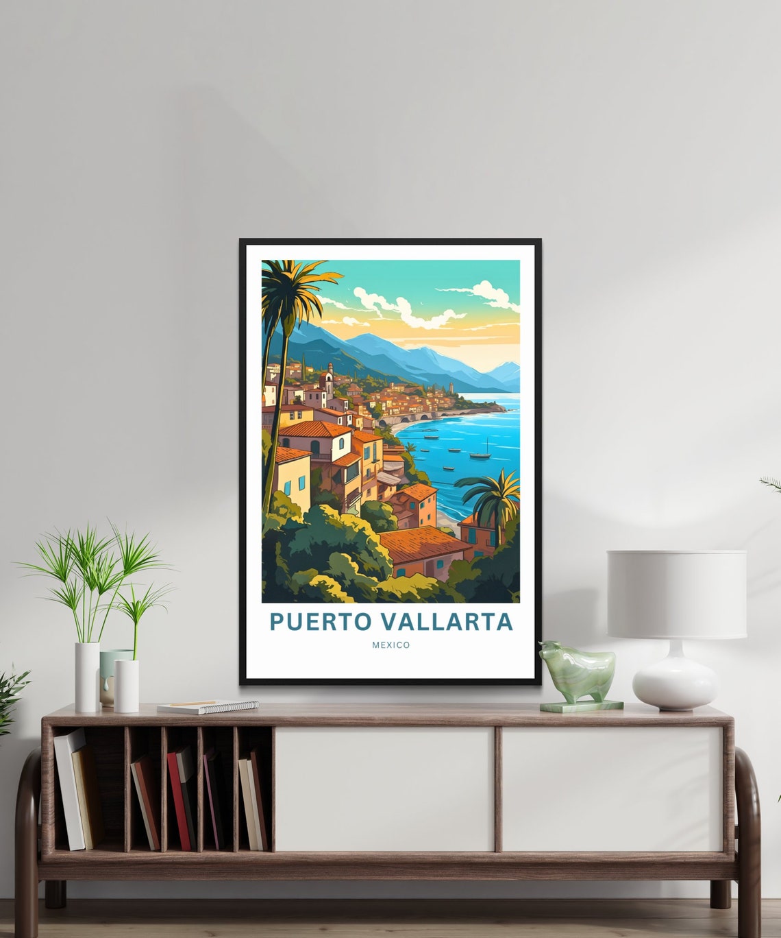 Puerto Vallarta Travel Print Puerto Vallarta Poster Mexico Wall Art Framed Present Gift Mexico Decor Present Customize Your Text - Image 2
