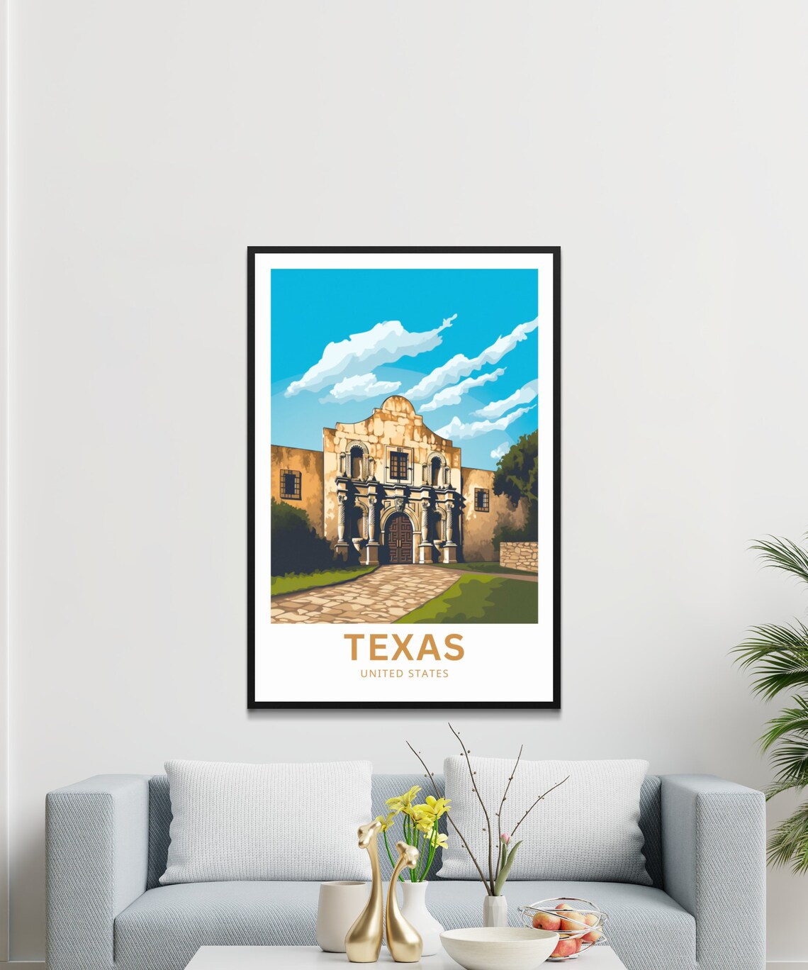 Texas Alamo Mission San Antonio Historic Illustrated Travel Poster - Image 3