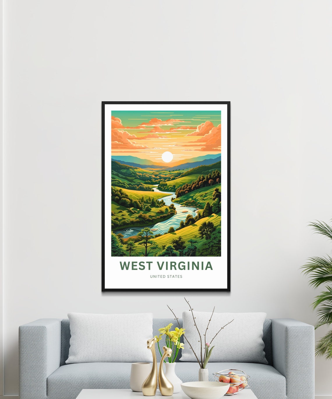 West Virginia Green River Valley Sunset Landscape Travel Poster - Image 3