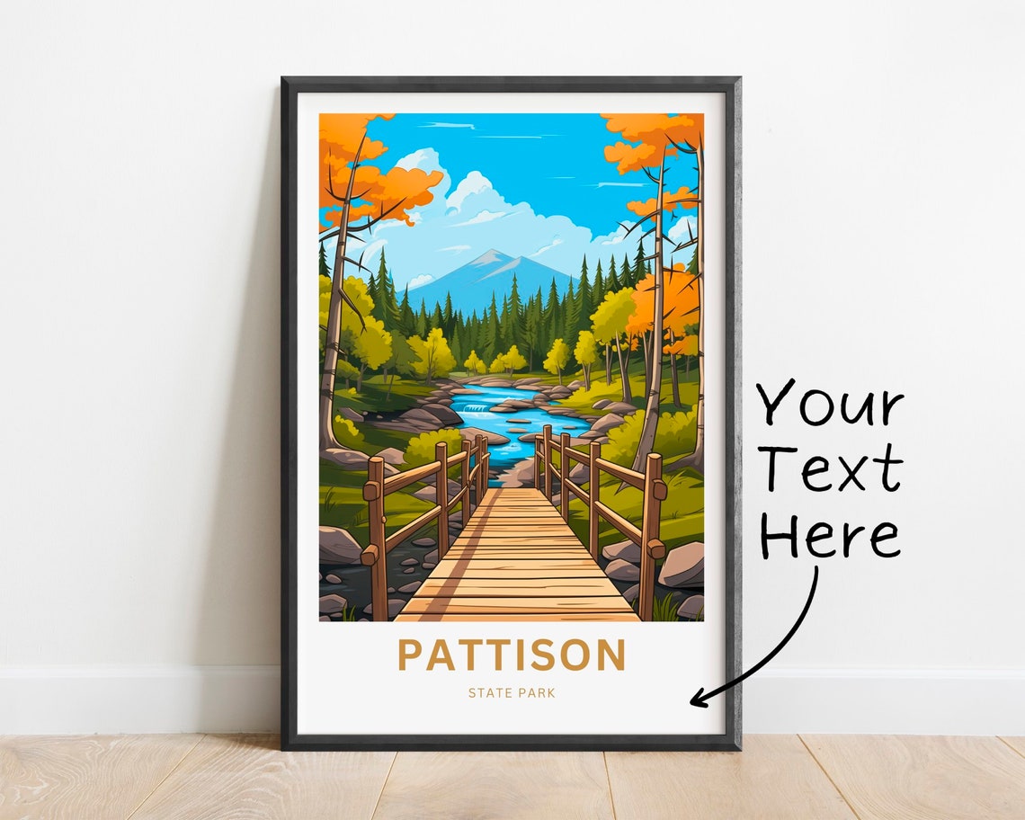 Personalized Pattison State Park Wooden Bridge Forest Stream Poster