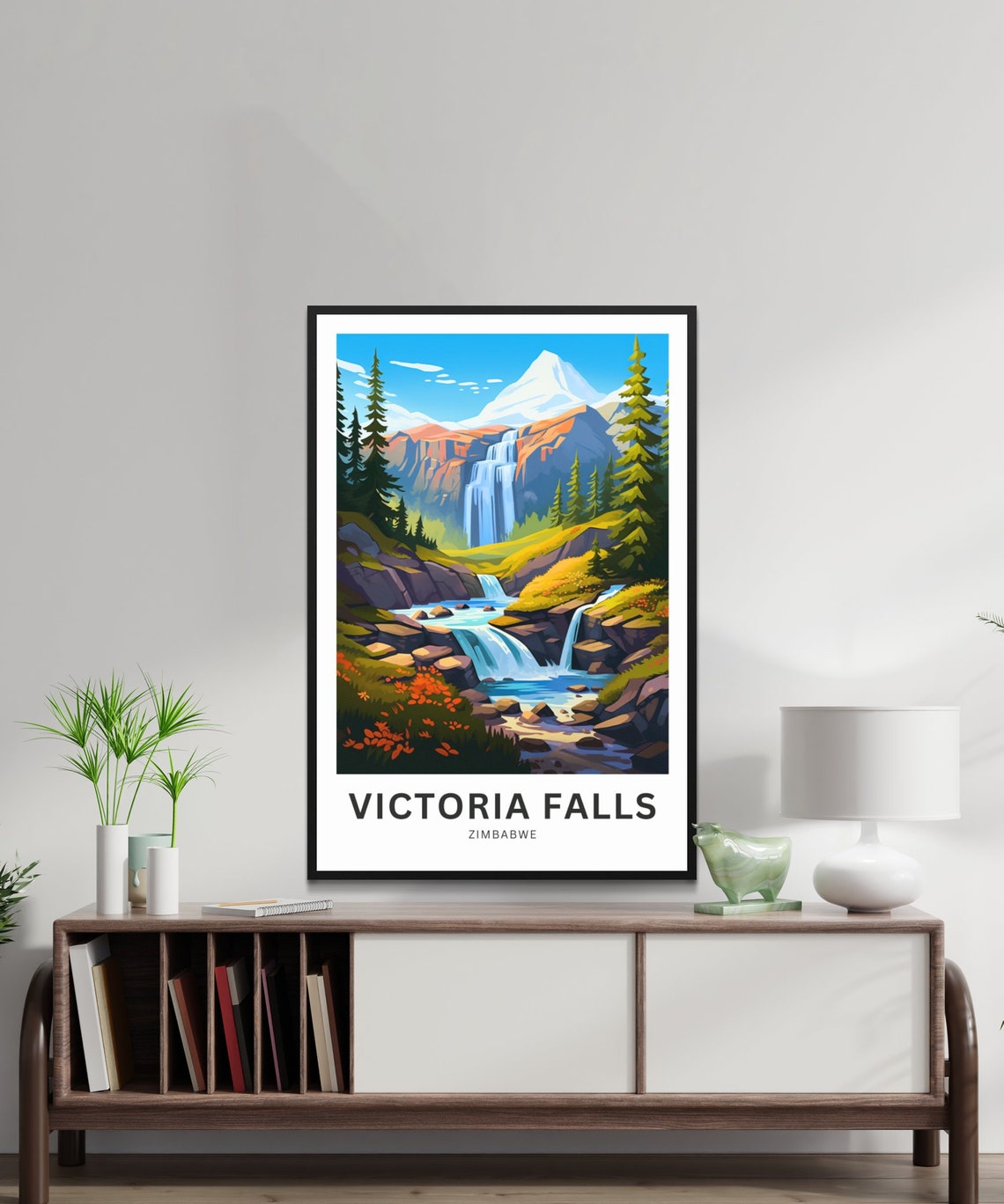 Personalized Victoria Falls Zimbabwe Alpine Falls Vintage Art Poster - Image 2