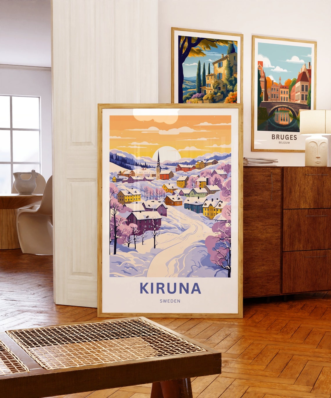Kiruna Sweden Snowy Town Orange Sunset Sky Personalized Poster - Image 5