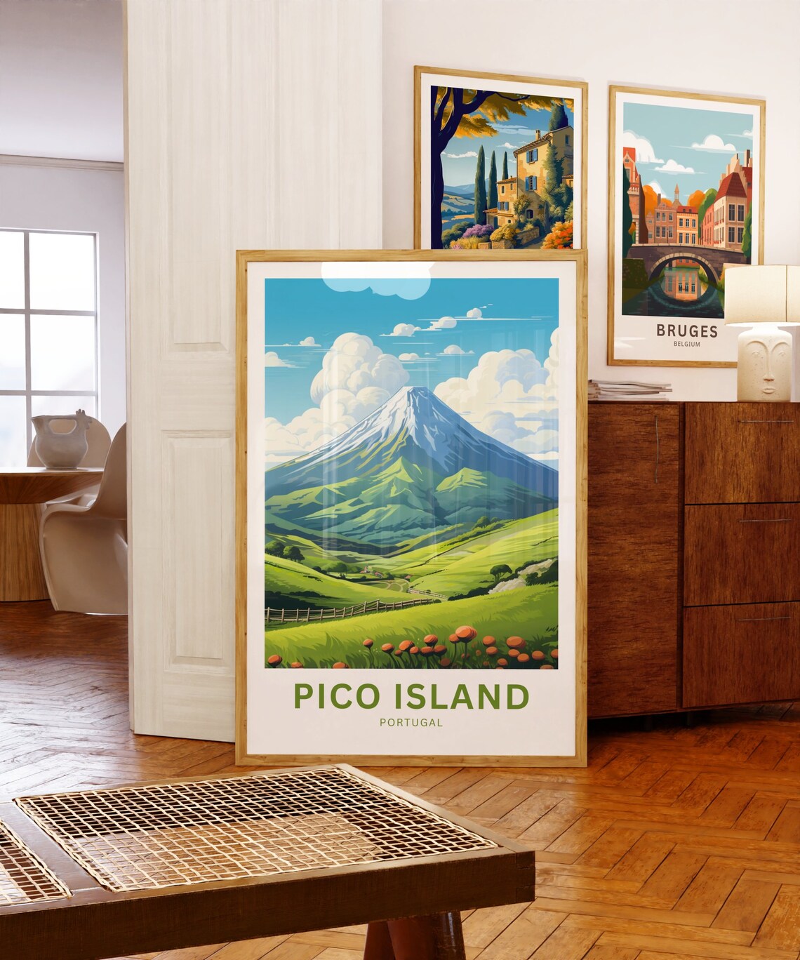 Personalized Pico Island Portugal Green Volcano Hills Travel Poster - Image 5