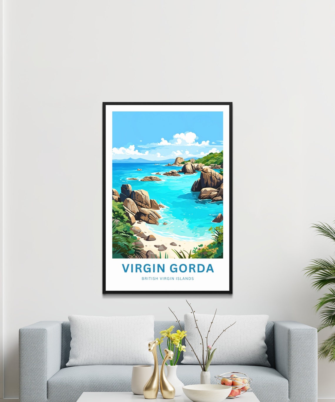 Virgin Gorda British Virgin Islands Rocky Coast Turquoise Waves Poster - Image 3