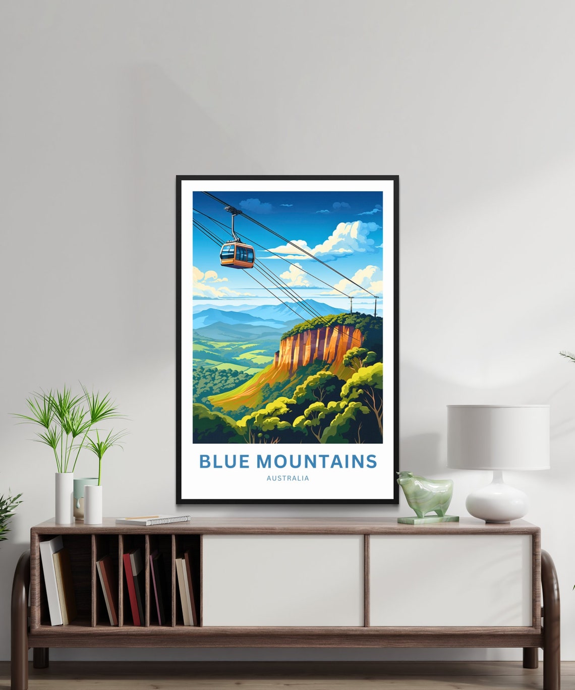 Blue Mountains Australia Scenic Cableway Cliffs Custom Text Poster - Image 2