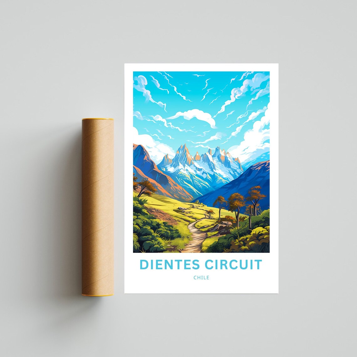 Dientes Circuit Chile Patagonia Jagged Peaks Hiking Trail Poster - Image 4